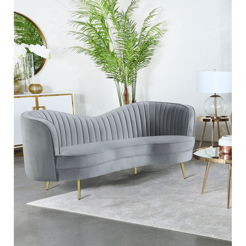 Causeuse à accoudoirs arrondis 73,5 po Westerham, Velours gris velours