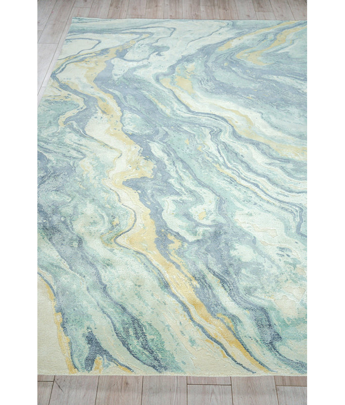 Gianni Abstract Area Rug in Blue/Gold/Ivory, Rectangle 9' x 12'