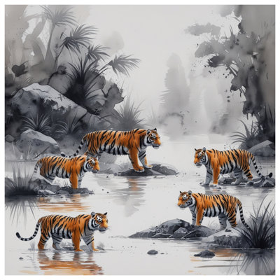 Couvre-lit matelassé Tigers In Jungle Stream toutes tailles