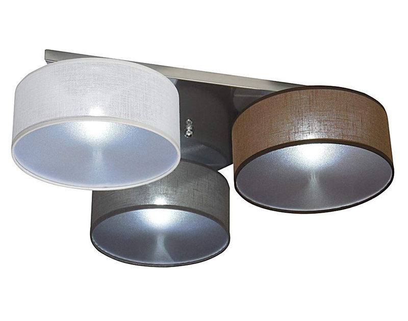 Pulley Fabric Semi Flush Mount, White/Brown/Anthracite