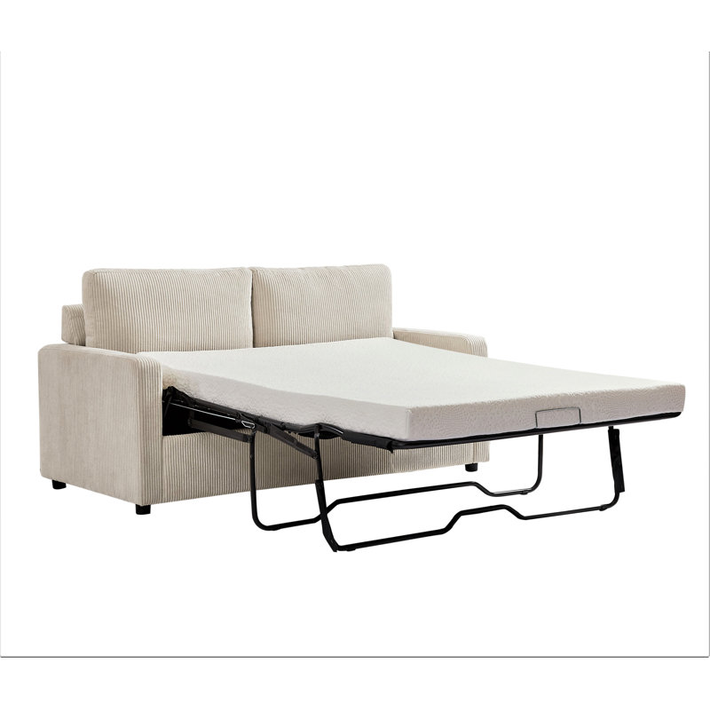 Dashly 70'' Upholstered Sleeper Sofa, Ivory