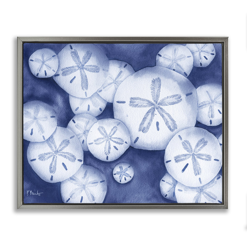 Cadre flottant Watercolor Style Sand Dollars, design par Paul Brent, Cadre flottant gris lustré, H 25 po x l 31 po