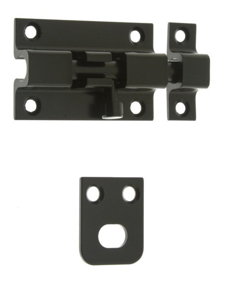 Solid Brass Security Barrel Bolt, Matte Black