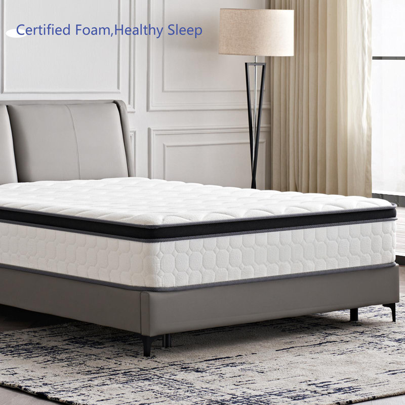 Matelas à ressorts ensachés de 12 po pour grand lit - mi-ferme, soutien de la colonne vertébrale et soulagement de la pression, mousse à mémoire de forme gélifiée multi-couches et base antidérapante, isolation des mouvements, compression des vaisseaux