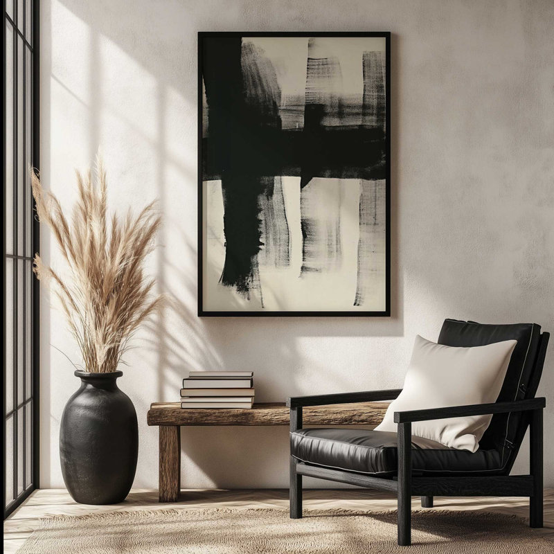 Imprimé charbon de bois Whisper II, Cadre en chrome poli, H 15,25 po x l 12,25 po