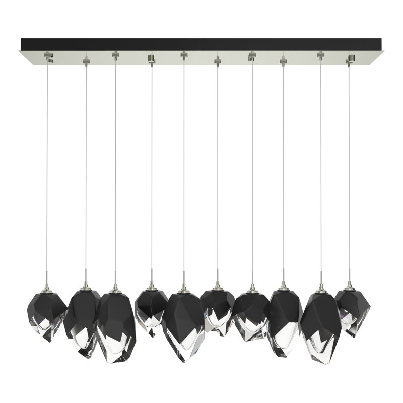 Chrysalis 10 - Light Kitchen Island Geometric Pendant, Black, 15" - 130", Sterling
