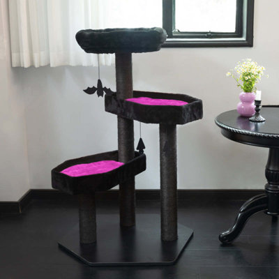 40.9" Gothic Cat Tree With Coffin Bed, With Soft Cushion, Halloween Spooky Cat Condo With Sisal Scratching Posts