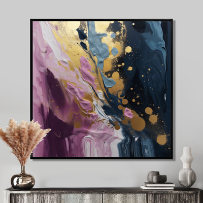 Mauve et bleu mouvements en peinture III - peinture abstraite, art mural