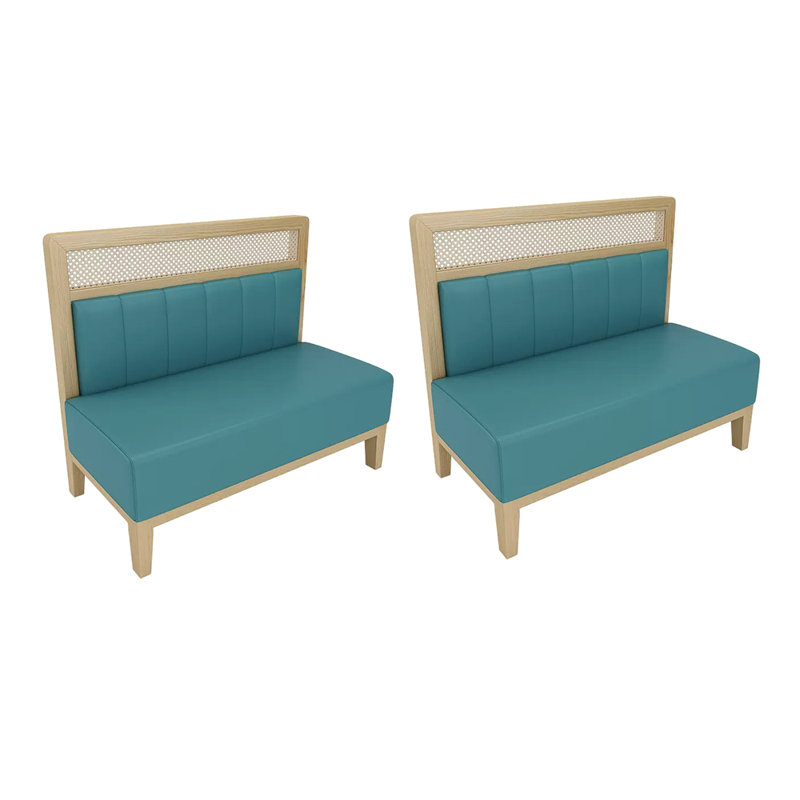 Banc rembourré élégant en similicuir, Bleu