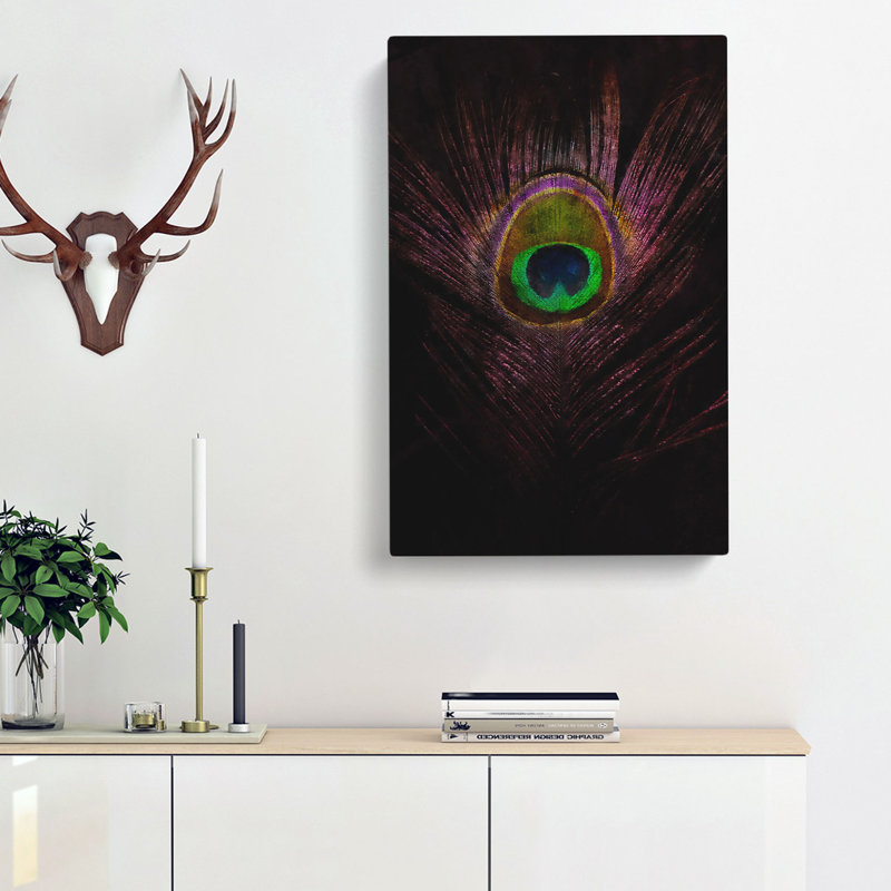 Purple Peacock Feather - Wrapped Canvas, 45cm H x 30cm W x 4cm D