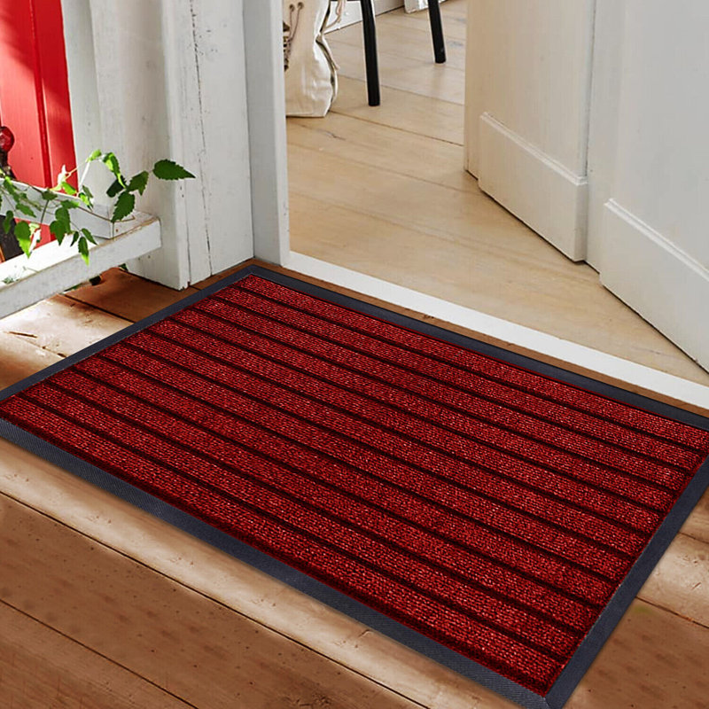 Nakale Striped Indoor / Outdoor Doormat, Rectangle W50 x L90 cm, Red