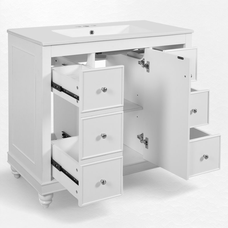 Ensemble de meuble-lavabo simple 36 po Debie, Blanc