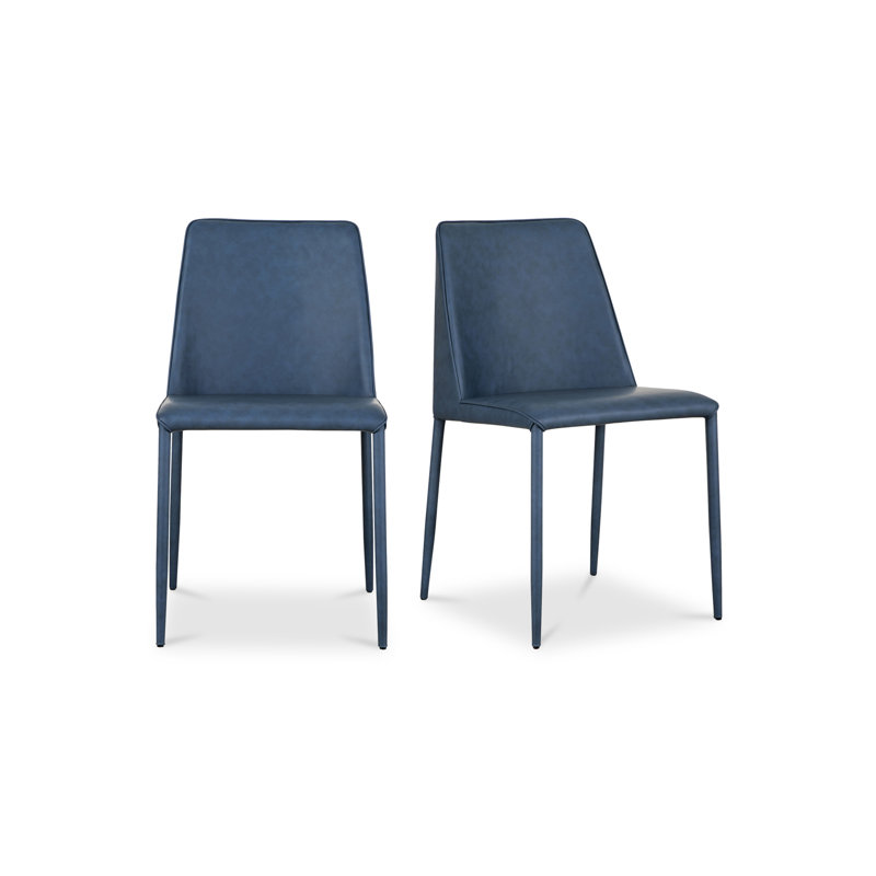 Nora Upholstered Dining Chair, Blue Faux Leather