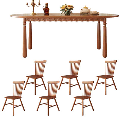 Ensemble de table de salle à manger ovale en buis