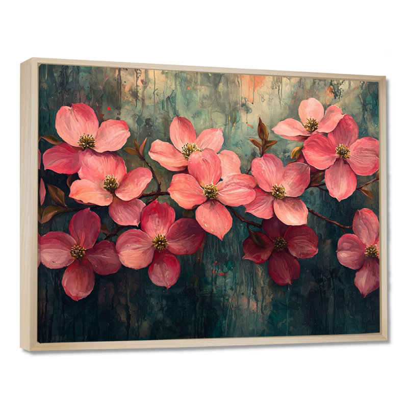 Imanie - Floral Wall Art, Impression encadrée flottante, Crème, H 24 po x l 32 po