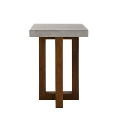 Table de bout en faux béton et finition noyer - Superbe style industriel pour la base de la décoration intérieure
