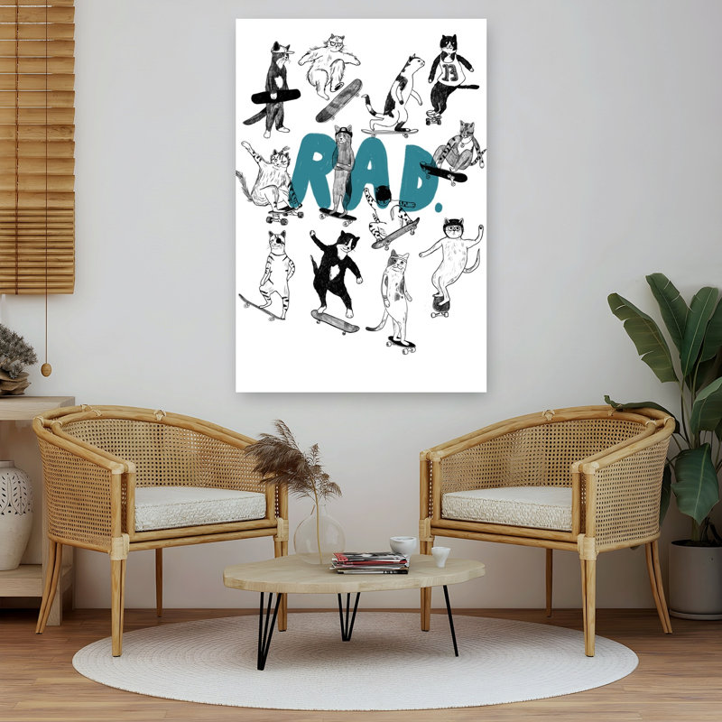 Rad Skate Cats Contemporary Winter Wall Art Print by Hanna Melin - Wrapped Canvas Print, 152.4cm H x 101.6cm W