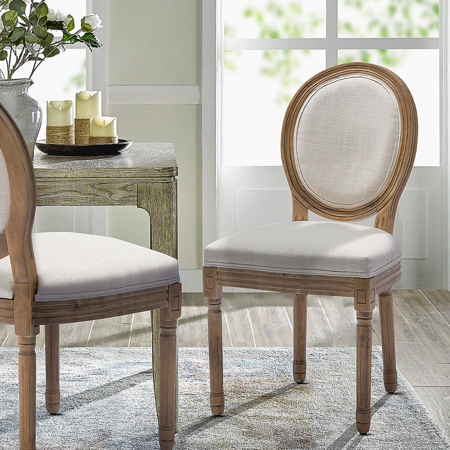 Ophelia & Co. Caille Linen King Louis Back Dining Chairs in Beige Wayfair
