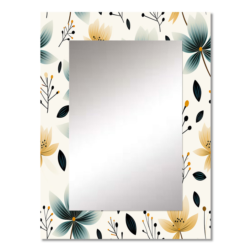 Motif floral Amanie Teal Coastal Harmony - miroir floral, miroir mural décoratif, art imprimé, 32 po x 24 po