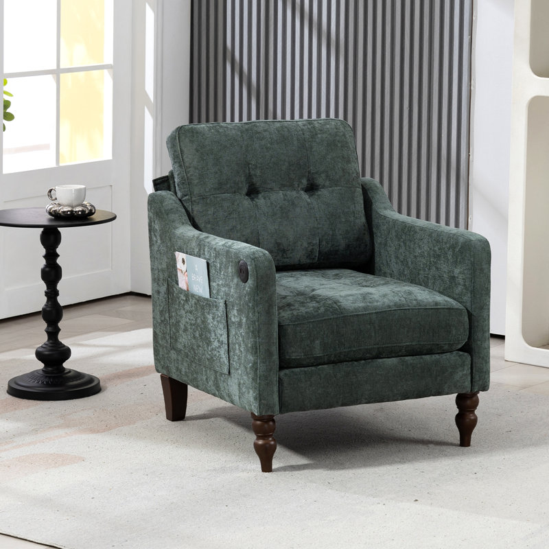 Chaise en chenille Accent Comfy, Vert foncé