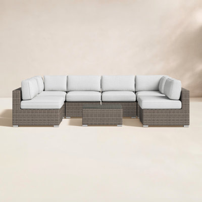 Tonioni Rattan Wicker Fully Assembled 6 - Person Seating Group with Sunbrella Cushions
