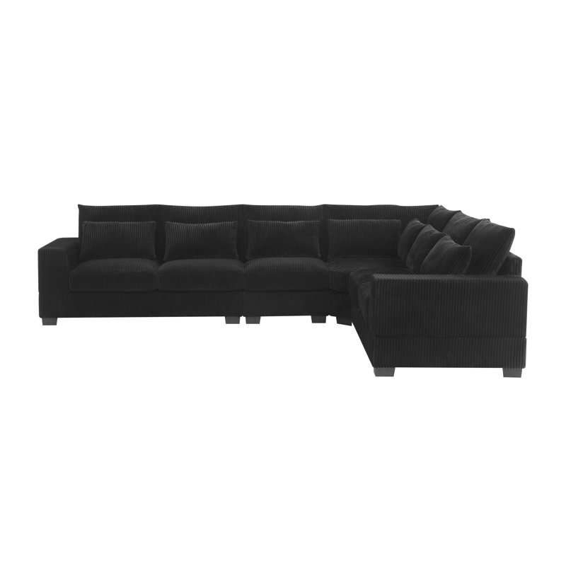 Canapé modulaire Laguna, Velours côtelé noir