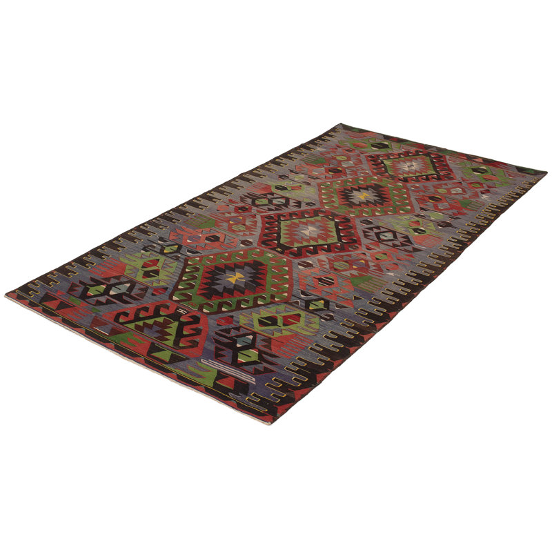 Tapis décoratif en laine de conception unique 5 pi 2 po x 10 pi 8 po noué à la main New Age