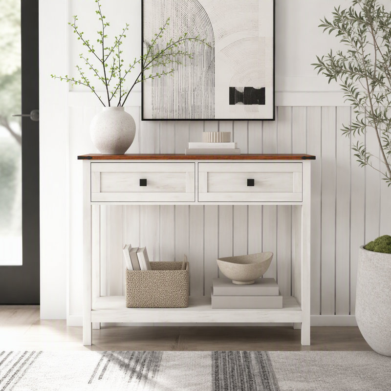 Console avec tiroirs et tablette Farmhouse