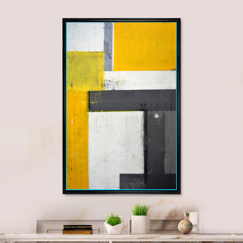 Art moderne gris et bleu II 2PT47778, Cadre noir, H 32 po x l 16 po x P 1 po