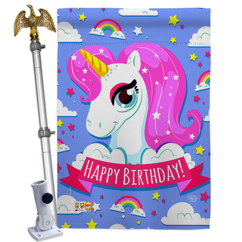 Double Sided 40'' H x 28'' W Polyester Birthday Flag Set