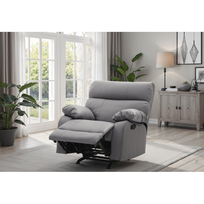 Larache Faux Leather Rocker Recliner, Gray