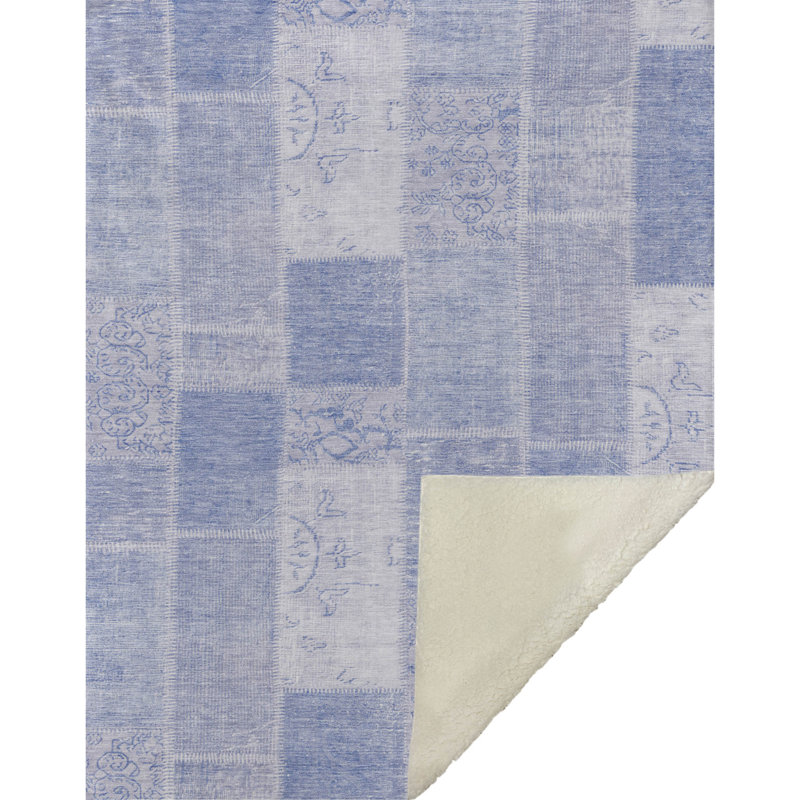 Jeté patchwork Addison Sherpa ASB631, Ciel