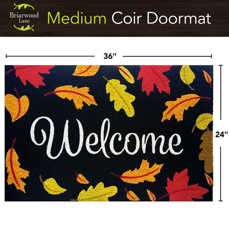 Welcome Leaves Medium Coir Doormat