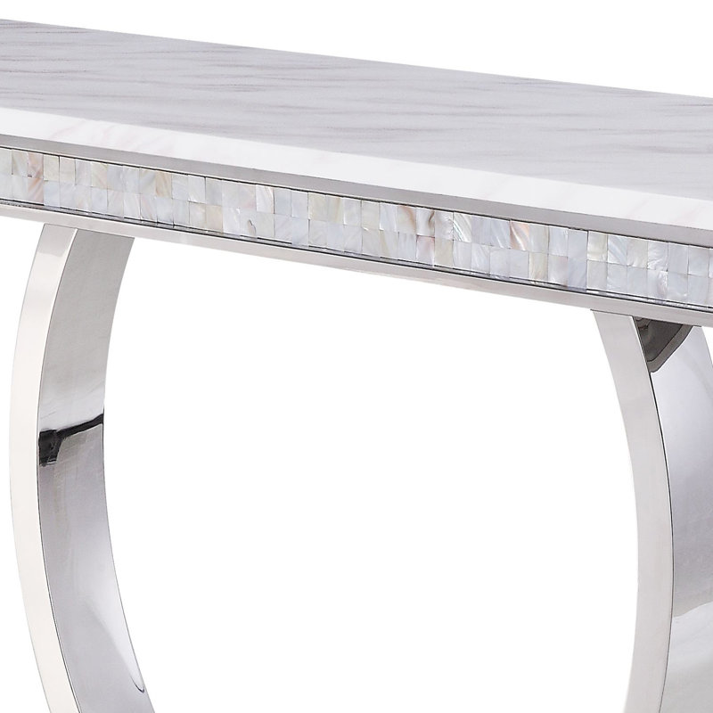 White and Silver Sofa Table