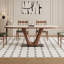 Table de salle à manger moderne minimaliste ovale avec supports en forme de V et plateau en pierre frittée-957766294