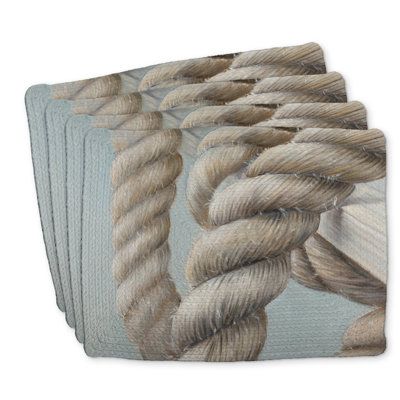 Ensemble de 4 napperons en polyester tressé | Décoration bateau avec nœuds