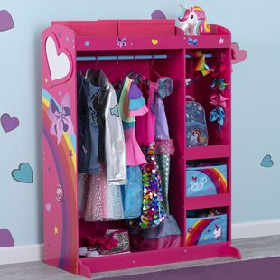  UTEX Kids Armoire Wardrobe Closet with Mirror and Storage Bin,  Pink, 33.4 in W x 15.75 in D x 44.5 in H : Home & Kitchen