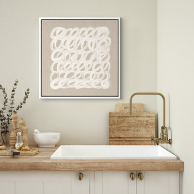 Abstract Lines Beige Modern Neutral Contemporary Framed Bedroom Wall Decorations Canvas Print