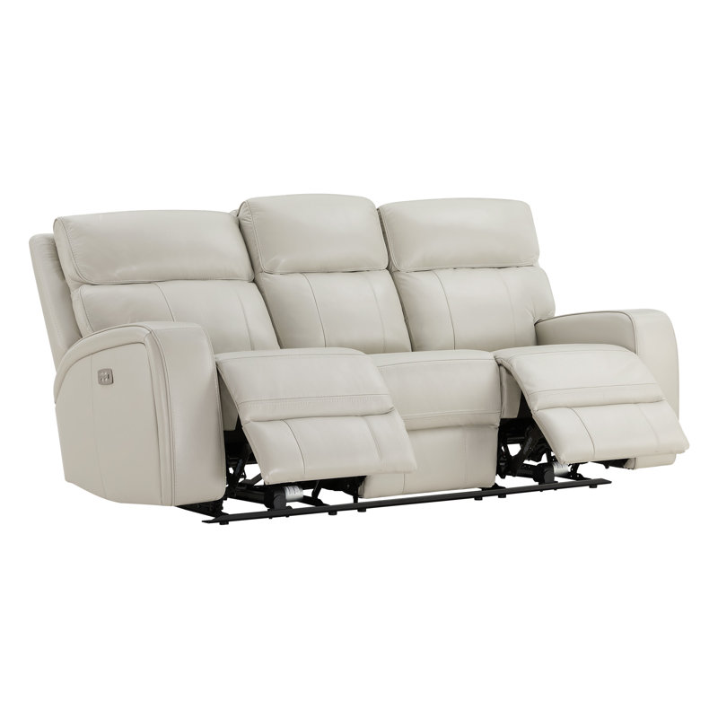 85.4'' Genuine Leather Zero Gravity Power Recliner Sofa with USB Port, Denali Ivory