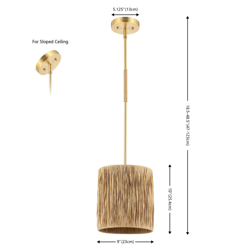 Luminaire suspendu cylindrique à 1 lumière
