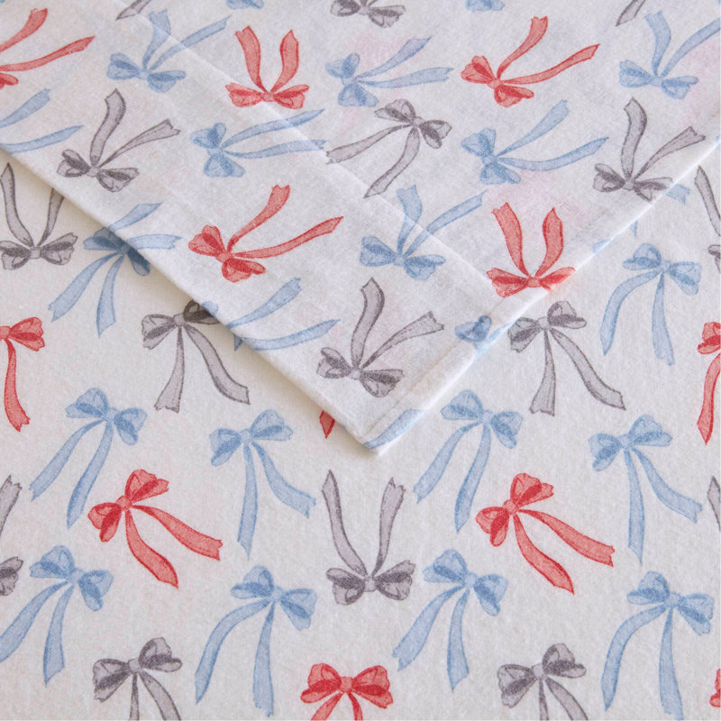 Ensemble de draps 4 pièces 100% coton, 4 nœuds Happy Bows