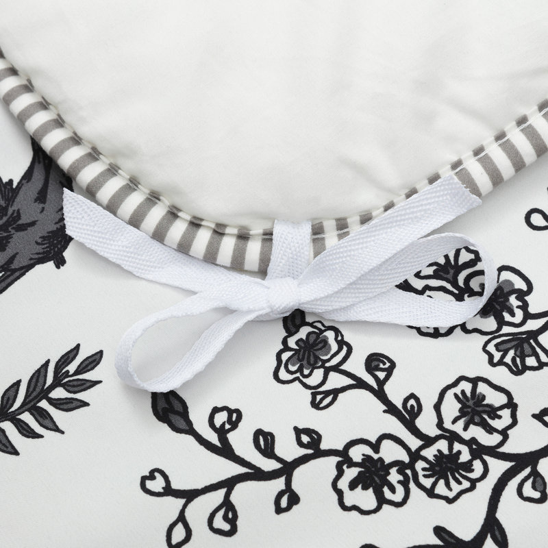 Twin Black and White Microfiber French Toile Duvet Cover Set