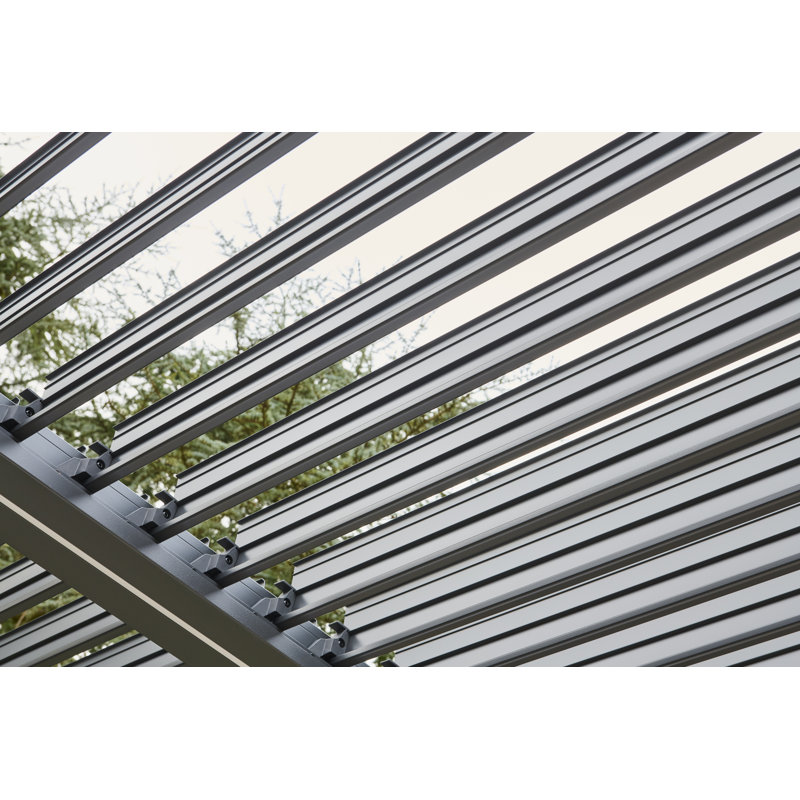 Nexus Grey Aluminium Pergola 3m x 3m with LEDs and 3 Pull Down Screens