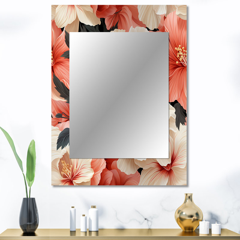Amitiel Tropical Whisper Tropical Pattern - tropical  Mirror, Botanical, Floral Unique Wall Mirror, Printed Metal Art