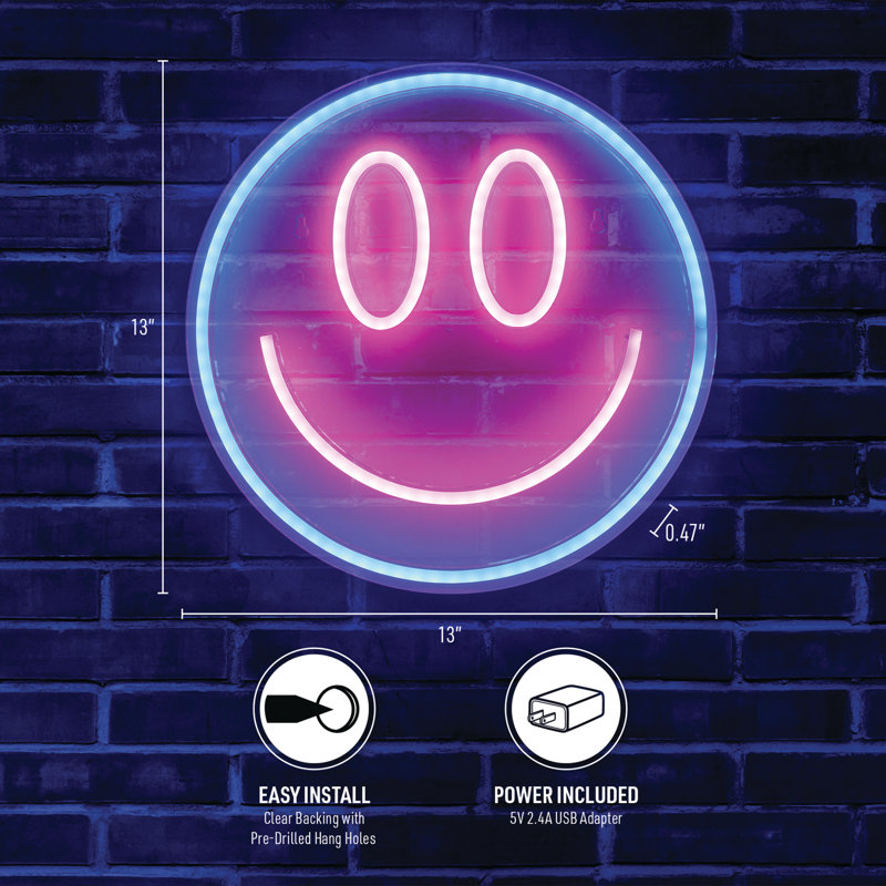 Smiley Face 13" LED Sign