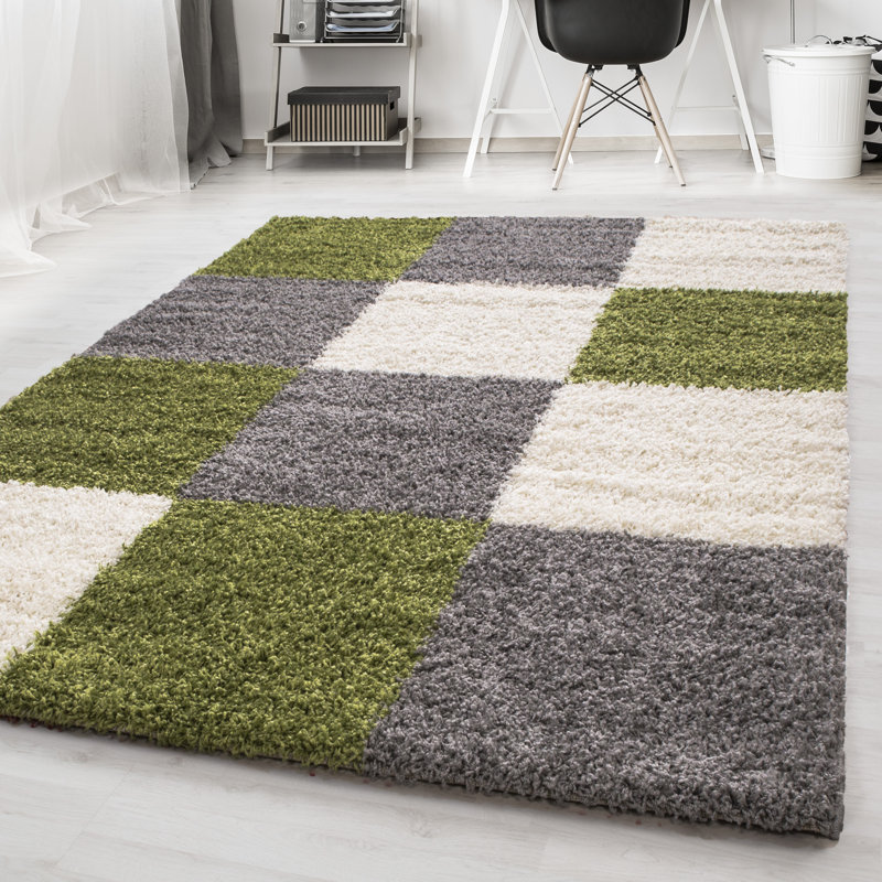 Riam Chequered Shag Area Rug, Rectangle 200 x 290cm