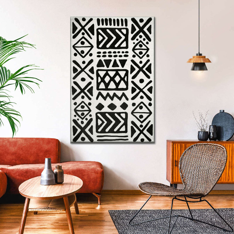 Abstrait géométrique africain sur toile, H 12 po x l 8 po x P 1 po