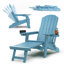 Chaise Adirondack d'extérieur pliable Proctorsville avec porte-gobelet et repose-pieds rétractable
