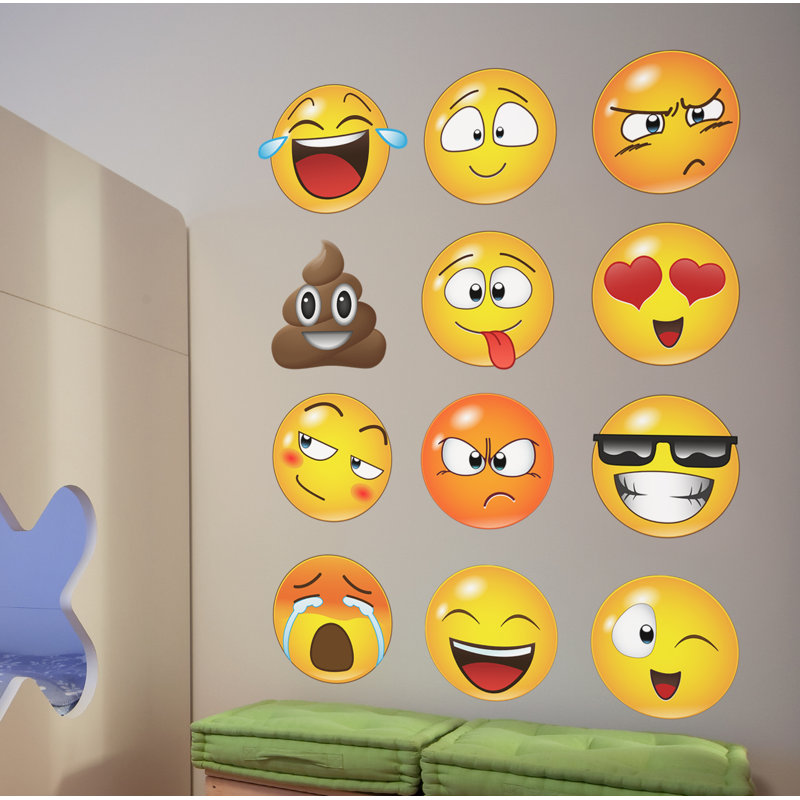 Adhésif décoratif emoji faces, H 10 po x l 10 po
