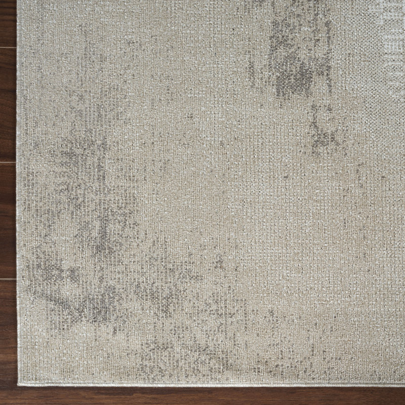 Machine Washable Liam Gray/Beige Rug, Runner 3' x 12'